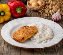 Рыба в сырном кляре с рисом