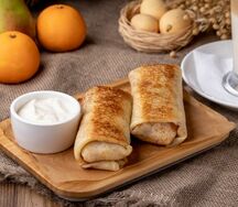 Блин с ветчиной и сыром (2шт.) со сметаной