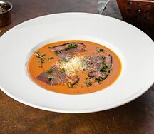 Тыквенный крем-суп с брискетом и пармезаном