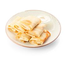 Большая порция блинчиков с мясом