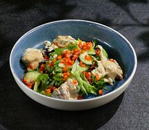 Теплый салат с куриной печенью