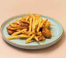 Казан-кебаб с фри из форели