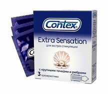Презервативы Contex №3 Extra Sensation с крупными точками/ребрами