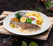 Комбо с сибасом на углях