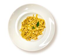 Паста с белыми грибами и курицей