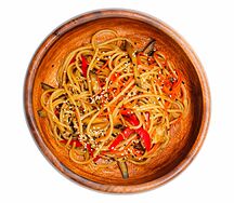 Лапша гречневая с овощами и соусом терияки