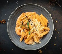 Пенне с креветками 