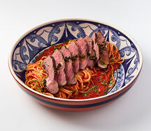 Спагетти с Топ Блейд и соусом пепе верде