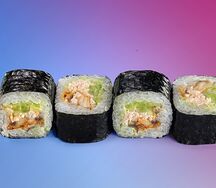 Ролл со снежным крабом, копченым угрем и соусом айоли