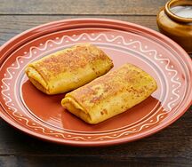 Блины тыквенные с курицей