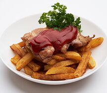 Курица в соусе терияки с картофелем фри