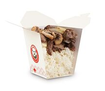 White steamed rice, Mushroom beef