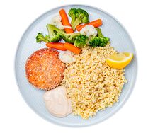 Котлета из щуки с булгуром и овощами