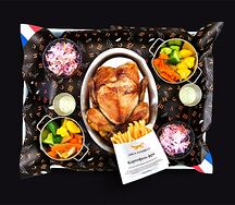 Целая курица гриль с двойным гарниром