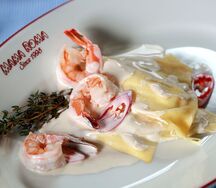 Равиоли Гранде с тигровыми креветками