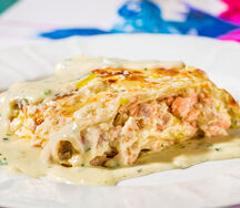 Лазанья бьянка с лососем