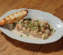 Жареные гребешки с цветной капустой