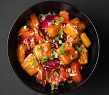 Габаджоу с тофу и ананасом на рисе