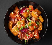 Габаджоу с тофу и ананасом на рисе