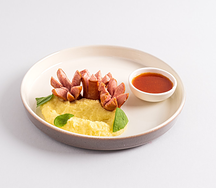 Жареные сосиски с пюре