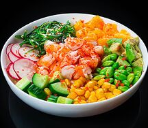 Поке с креветками и кисло-сладким соусом