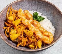 Жёлтый карри рис с креветкой