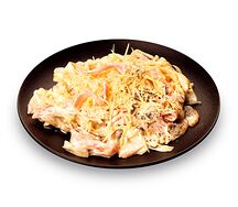 Паста Феттуччине с ветчиной и грибами
