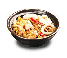 Китайская гречневая лапша соба с овощами и морепродуктами