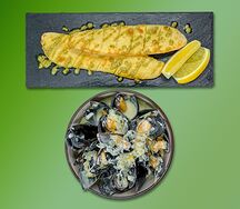 Мидии в соусе блю чиз