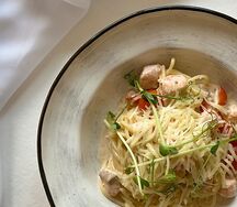 Спагетти с лососем