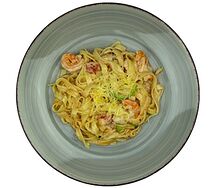 Паста с креветками и цукини