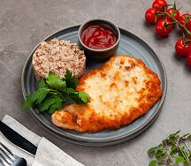 Шницель из курицы с гречкой
