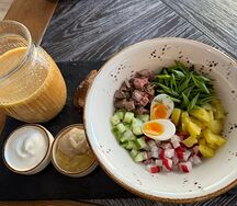 Окрошка с ростбифом на мацони