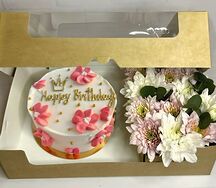 Подарок на день рождения бенто торт и цветы в коробке Happy Birthday №114