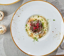 Ризотто с щечками и малиной