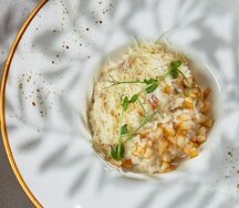 Ризотто с грушей и сыром дорблю