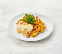 Мясо по-французски с картофелем по-деревенски