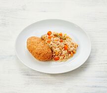 Зраза из индейки с крем-чизом, рисом и овощами