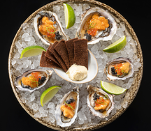 Сет устриц с 3 видами икры