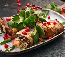 Рулетики из баклажан с орехами