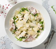 Телятина с рукколой и грибами