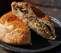 Семга, картофель, шпинат, моцарелла, сметана