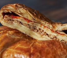 Курица, печеный перец, пармезан, камамбер