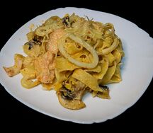 Феттуччине с морепродуктами