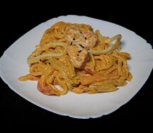 Домашняя лапша с морепродуктами
