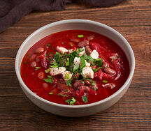 Борщ с курицей и фасолью