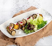 Рулетики из баклажана с ореховой начинкой