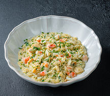 Орзо с крабом и гребешком