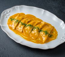 Равиоли с камчатским крабом и креветкой