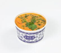 Том ям с курицей и креветками и рис